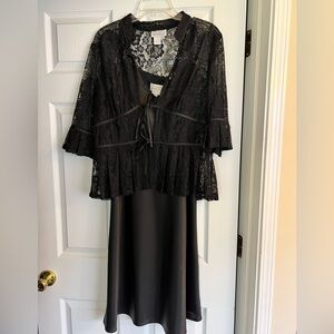 Vintage Adrianna Papell Black Lace Dress & Jacket